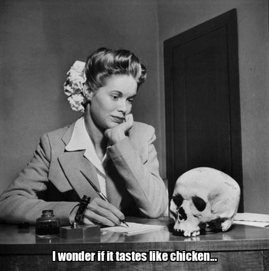 Funny pictures with captions - A woman looking at a skull